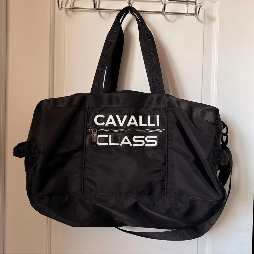 Roberto Cavalli's Cavalli Class Black Weekender Duffle Bag